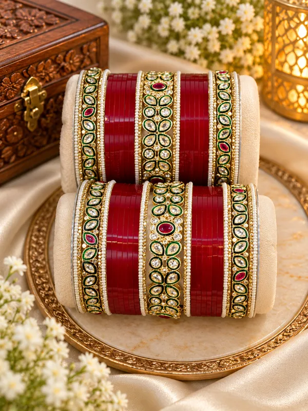 Green_Pearl_Embellished_Bangle_Set_For_Women