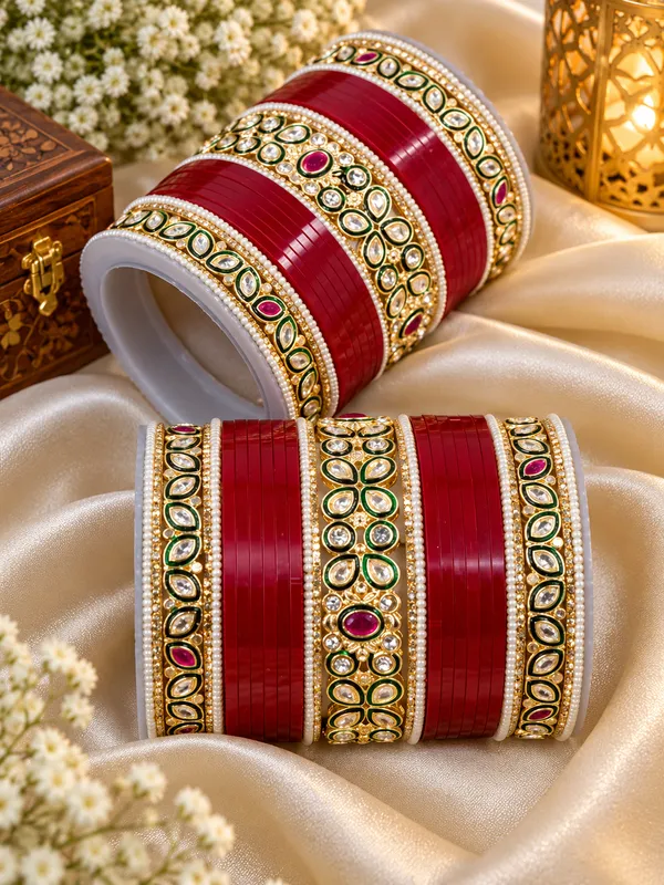 Green_Pearl_Embellished_Bangle_Set_For_Women