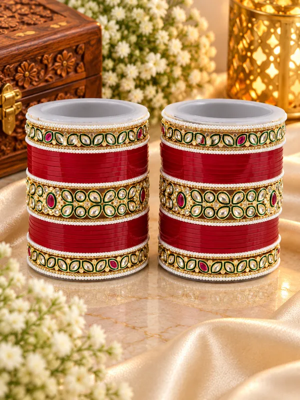 Green_Pearl_Embellished_Bangle_Set_For_Women