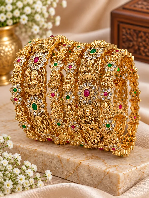 Gold_Tone_Temple_Bangles_Set_For_Women