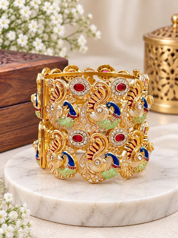 Gold_Tone_Peacock_Design_Bangles_For_Women
