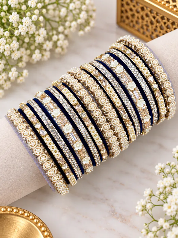 Blue_Gold_Embellished_Bangle_Set_For_Women