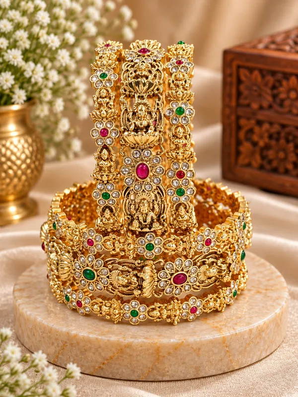 Gold_Tone_Temple_Bangles_Set_For_Women