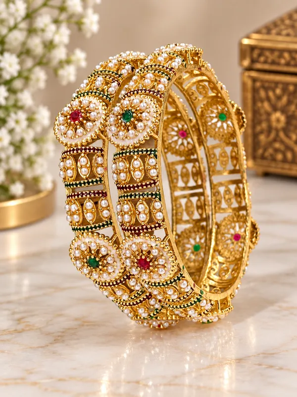 Gold_Tone_Pearl_Embellished_Kundan_Bangles_Set_For_Women