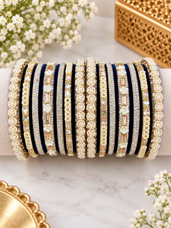 Blue_Gold_Embellished_Bangle_Set_For_Women