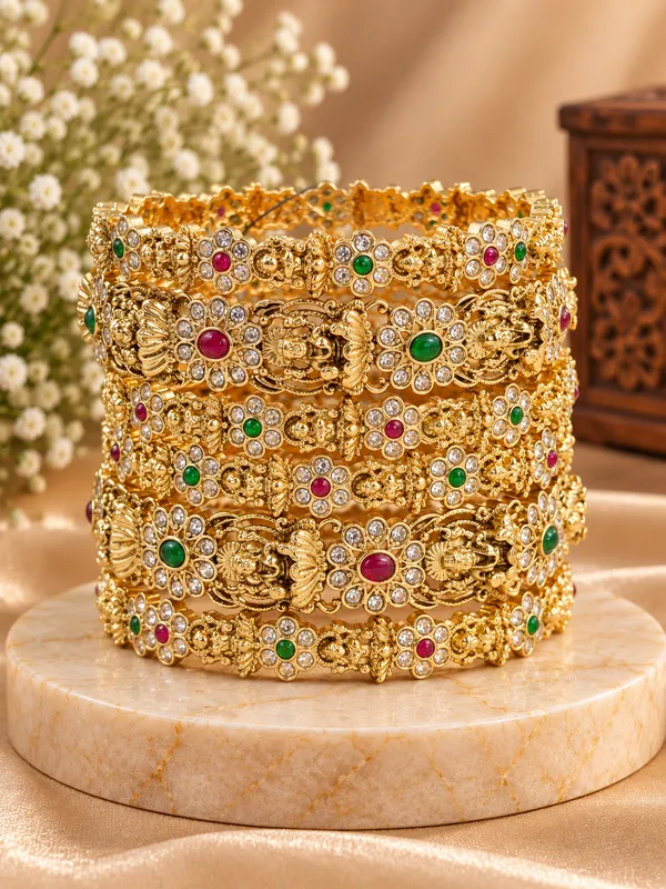 Gold_Tone_Temple_Bangles_Set_For_Women