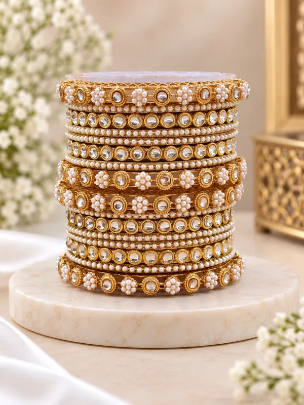 Gold_Tone_Kundan_Style_Pearl_Bangle_Set_For_Women