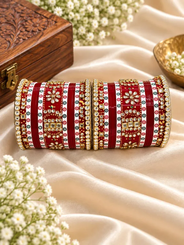 Red_Embellished_Traditional_Bangle_Set_For_Women