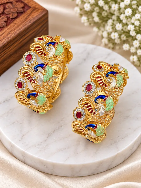 Gold_Tone_Peacock_Design_Bangles_For_Women
