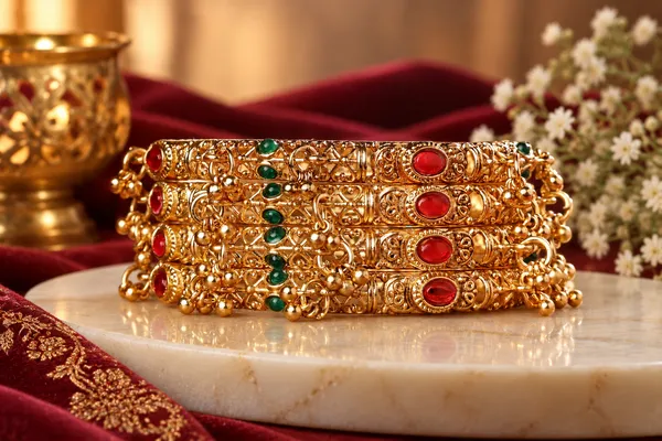 Gold_Tone_Red_Green_Stone_Bangle_Set_For_Women