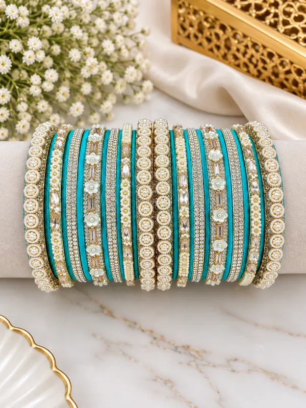 Turquoise_Embellished_Bangle_Set_For_Women