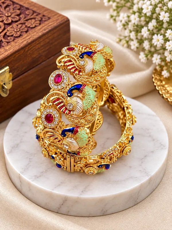 Gold_Tone_Peacock_Design_Bangles_For_Women