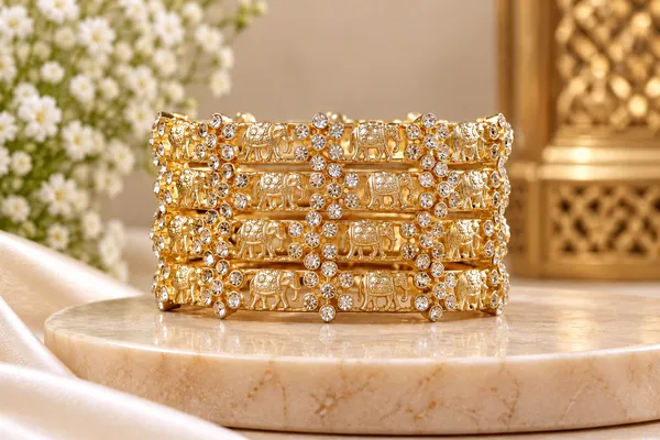 Gold-Tone_Elephant_Embellished_Bangle_Set_for_Women