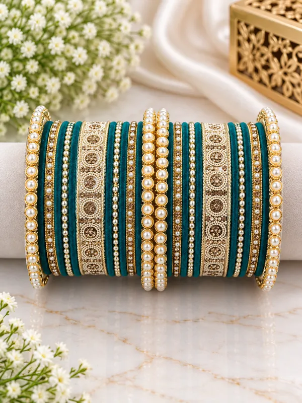 Green_Embellished_Traditional_Bangle_Set_For_Women
