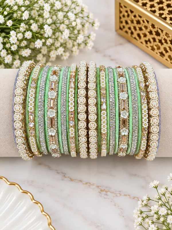 Mint_Green_Embellished_Bangle_Set_For_Women