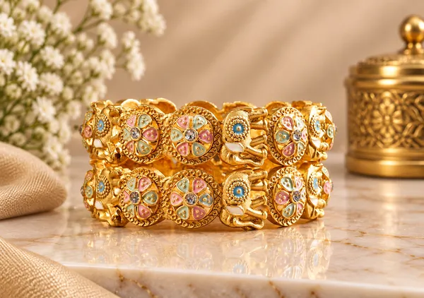 Gold_Tone_Floral_Enamel_Bangles_For_Women