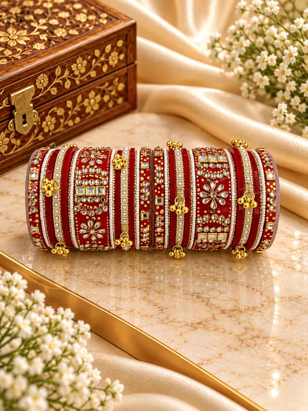 Red_Embellished_Bridal_Bangle_Set_For_Women