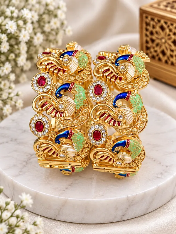 Gold_Tone_Peacock_Design_Bangles_For_Women