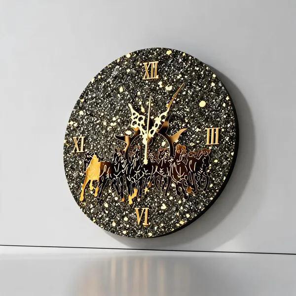 Resin_Traditional_Seven_Horse_Roman_Numeral_Wall_Clock