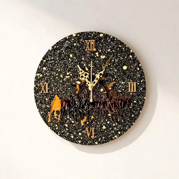 Resin_Traditional_Seven_Horse_Roman_Numeral_Wall_Clock