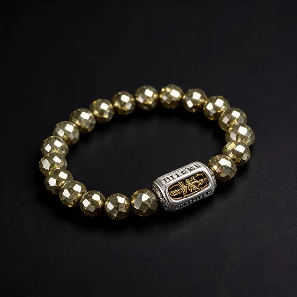 Dark_Metallic_Pyrite_Diamond_Cut_Bead_Bracelet_For_Adults