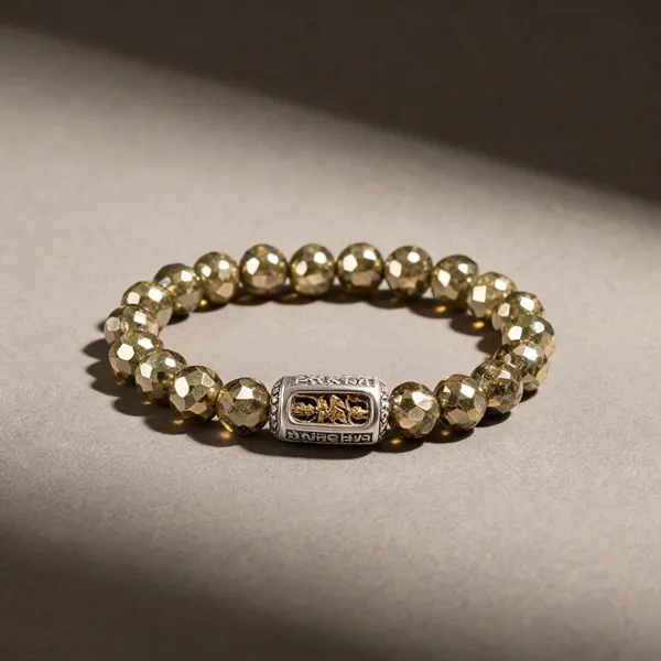 Dark_Metallic_Pyrite_Diamond_Cut_Bead_Bracelet_For_Adults