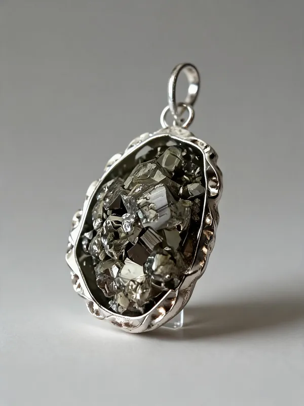 Silver_Tone_Raw_Metallic_Stone_Pendant_For_Unisex
