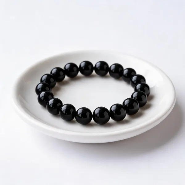 Black_Tourmaline_Polished_Bead_Bracelet_For_Unisex