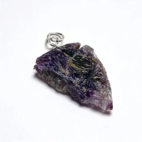 Black_Rough_Stone_Arrowhead_Pendant_For_Unisex