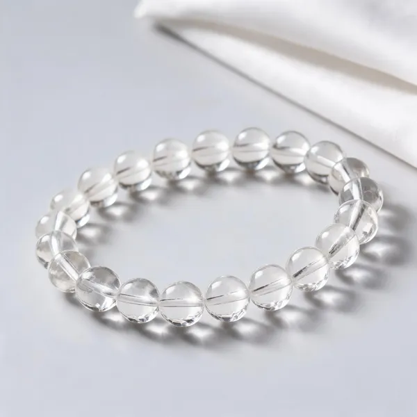 Clear_Quartz_Bead_Stretch_Bracelet_For_Unisex