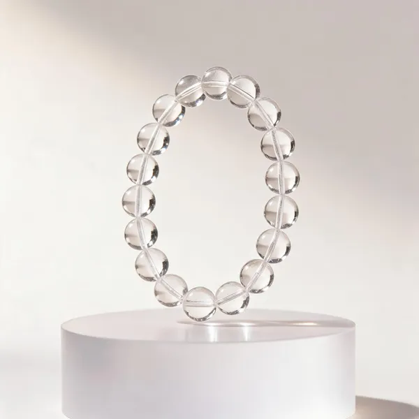 Clear_Quartz_Bead_Stretch_Bracelet_For_Unisex