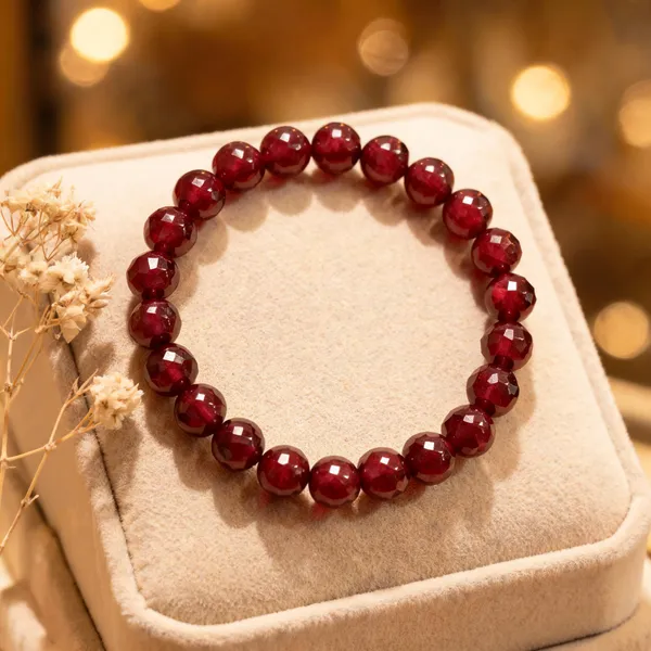 Red_Ruby_Faceted_Bead_Stretch_Bracelet_For_Unisex