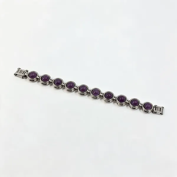 Silver_Tone_Purple_Stone_Link_Bracelet_For_Women
