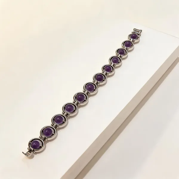 Silver_Tone_Purple_Stone_Link_Bracelet_For_Women