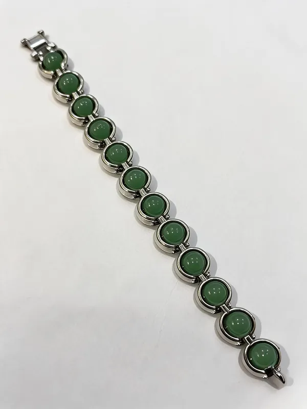 Sacredspell_Green_Stone_Metallic_Link_Bracelet_For_Women