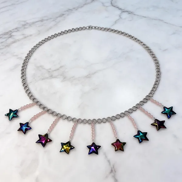 Sacredspell_Silver_Tone_Multicolour_Star_Charm_Anklet_For_Women