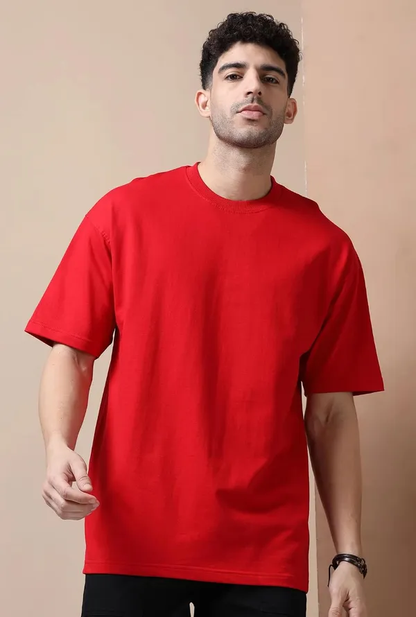 Red_Cotton_Oversized_Bio-Washed_T-Shirt_For_Men