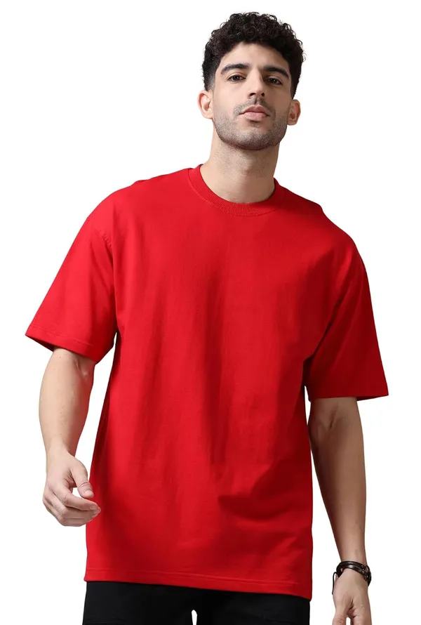 Red_Cotton_Oversized_Bio-Washed_T-Shirt_For_Men