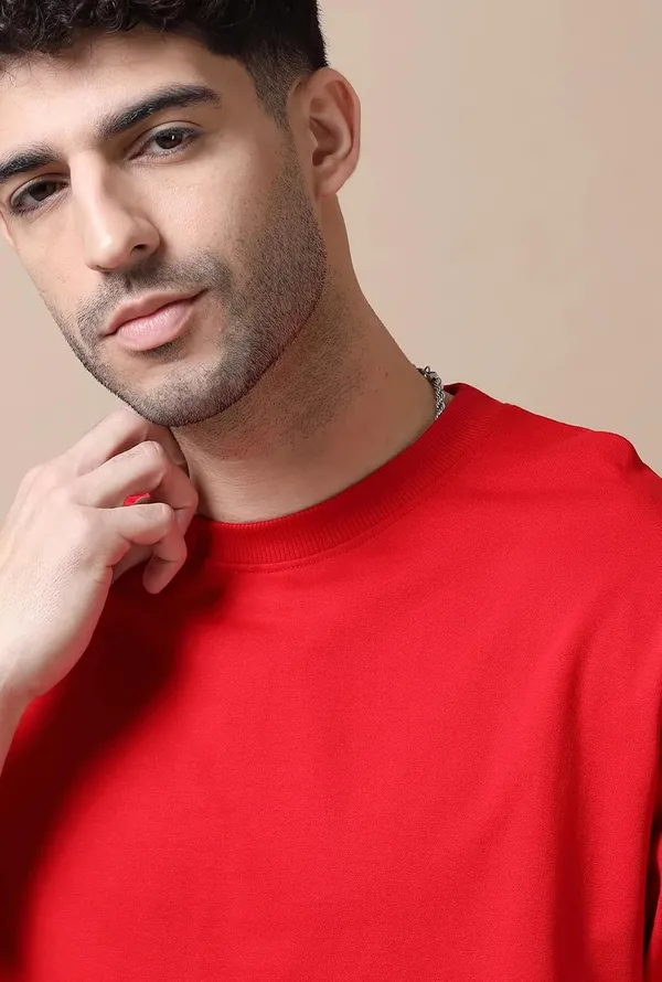 Red_Cotton_Oversized_Bio-Washed_T-Shirt_For_Men