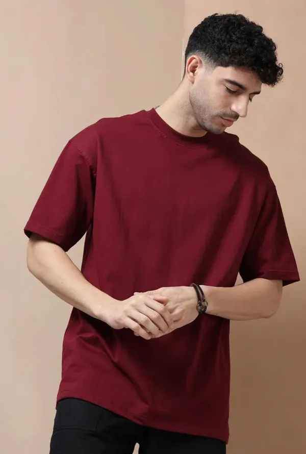 Maroon_Cotton_Oversized_Bio-Washed_T-Shirt_For_Men