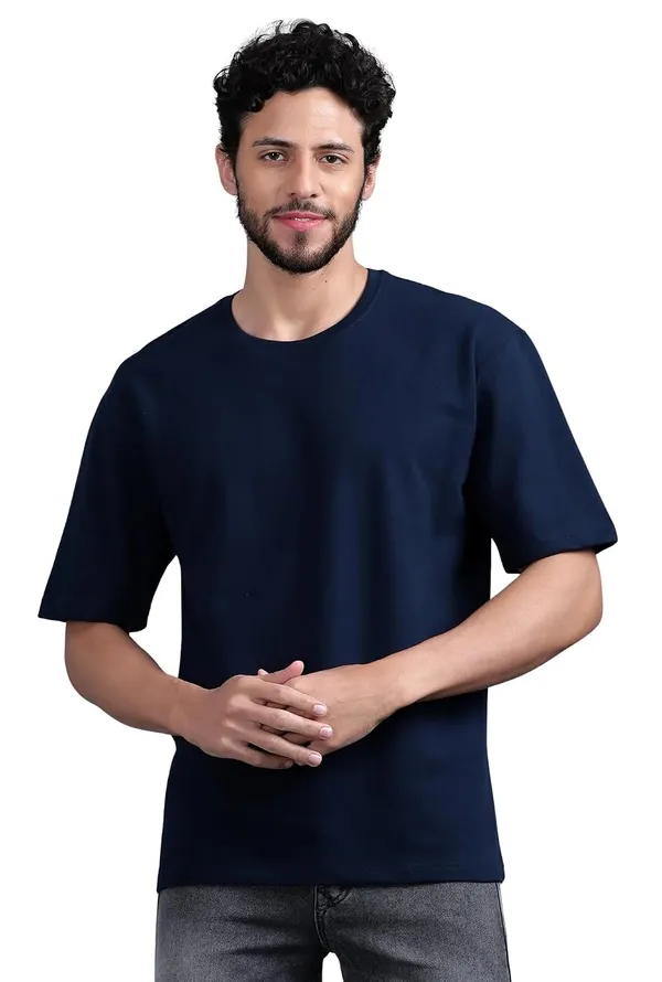 Navy_Blue_Cotton_Oversized_Bio-Washed_T-Shirt_For_Men