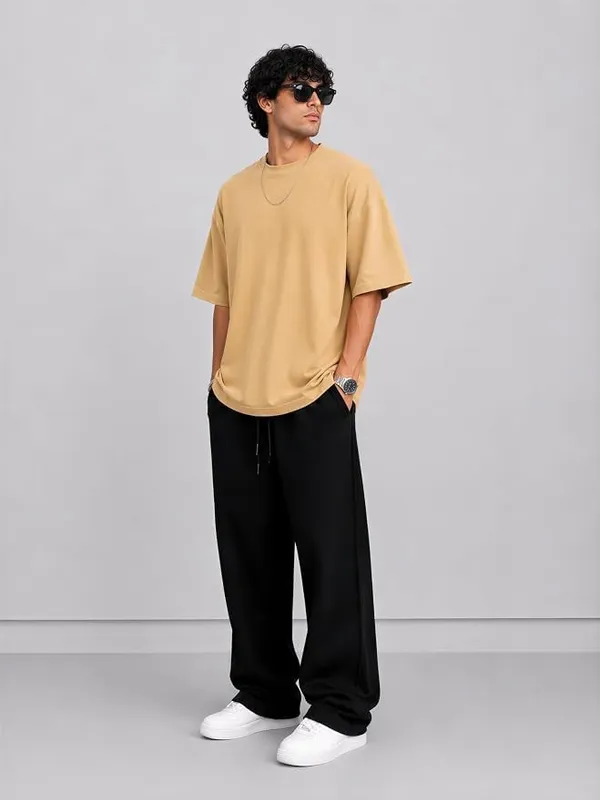 Beige_Cotton_Oversized_T-Shirt_For_Men