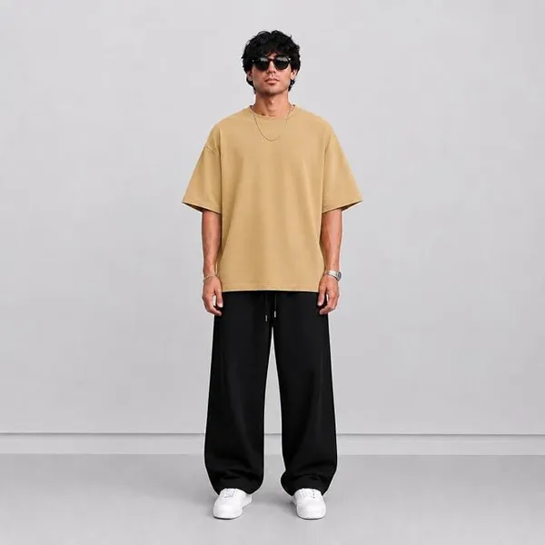 Beige_Cotton_Oversized_T-Shirt_For_Men