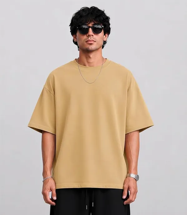 Beige_Cotton_Oversized_T-Shirt_For_Men