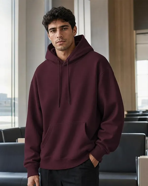 Maroon_Cotton_Relaxed_Fit_Pullover_Hoodie_For_Men