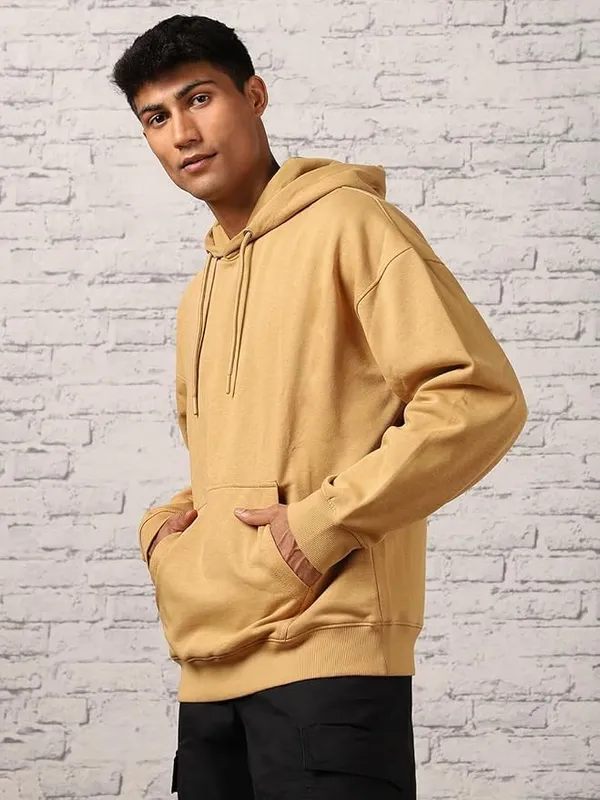 Oat_Milk_Cotton_Relaxed_Fit_Pullover_Hoodie_For_Men