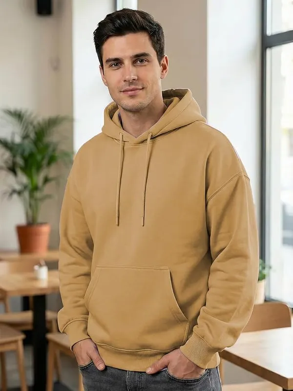 Oat_Milk_Cotton_Relaxed_Fit_Pullover_Hoodie_For_Men