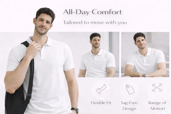 White_Pure_Cotton_Classic_Fit_Bio-Washed_Polo_T-Shirt_For_Men