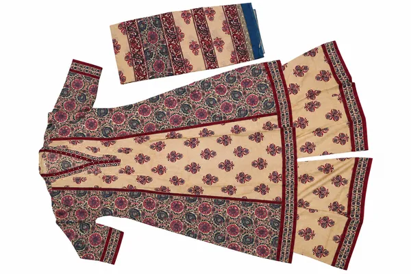 Maroon_And_Beige_Floral_Print_Kurta_Pant_Dupatta_Set_For_Women