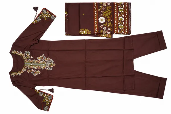 Maroon_Embroidered_Straight_Kurta_Set_For_Women